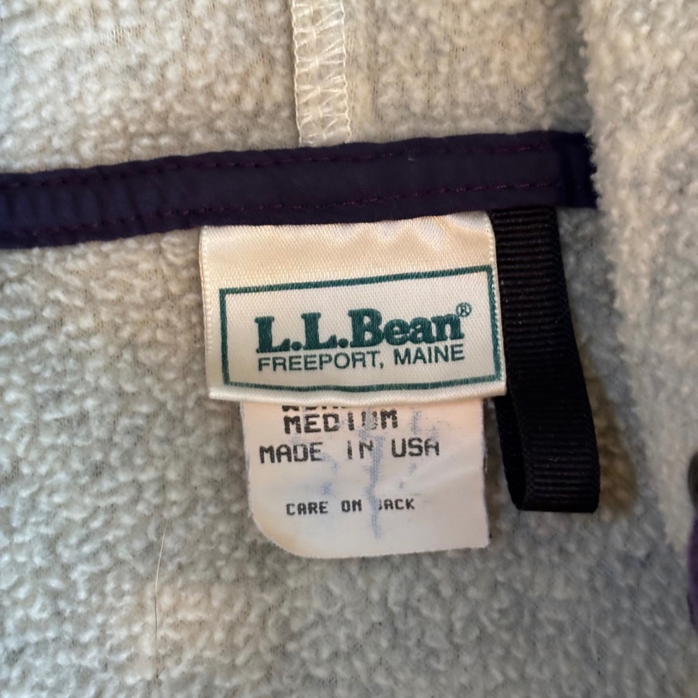 LL Bean Vintage Fleece Hoodie Quarter Zip Oatmeal Cream Womens Medium P247 USA - Picture 4 of 6